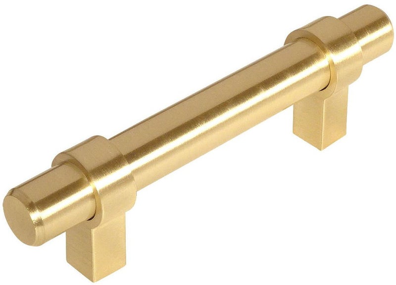Cosmas 10 Pack 161-2.5BB Brushed Brass Contemporary Bar Cabinet Handle Pull - 2-1/2" Inch (64mm) Hole Centers